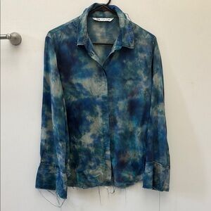 Zara Ocean Blue Tie-Dye Shirt